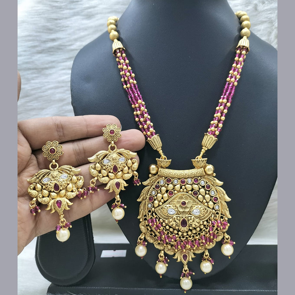 FS Collection  Gold Plated Pota Stone Necklace Set