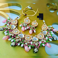 FS Collection  Gold Plated Kundan Stone Necklace Set