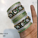 FS Collection Silver  Plated Kundan Stone Bangles Set