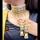FS Collection Gold Plated Kundan Stone Choker Necklace Set
