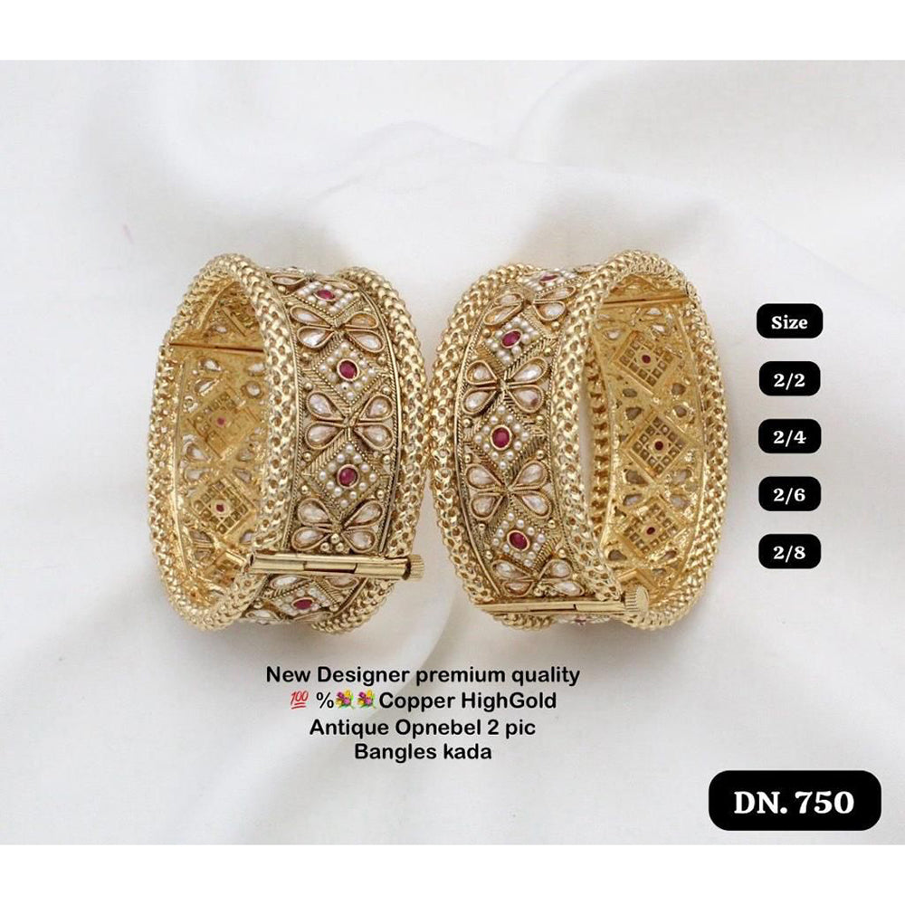 FS Collection Gold Plated Pota Stone Openable Kada