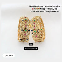 FS Collection Gold Plated Pota Stone Openable Kada