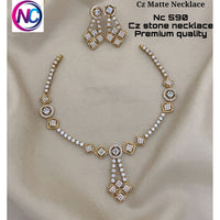 FS Collection Gold Plated CZ Stone Necklace Set