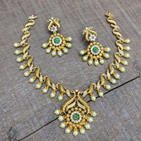 FS Collection Gold Plated CZ Stone Necklace Set