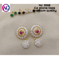 FS Collection Gold Plated CZ Stone Changeable Earrings