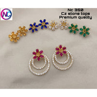 FS Collection Gold Plated CZ Stone Changeable Earrings