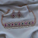 FS Collection Gold Plated AD Choker Necklace Set