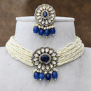 FS Collection Gold Plated Kundan And Pearl Choker Necklace Set