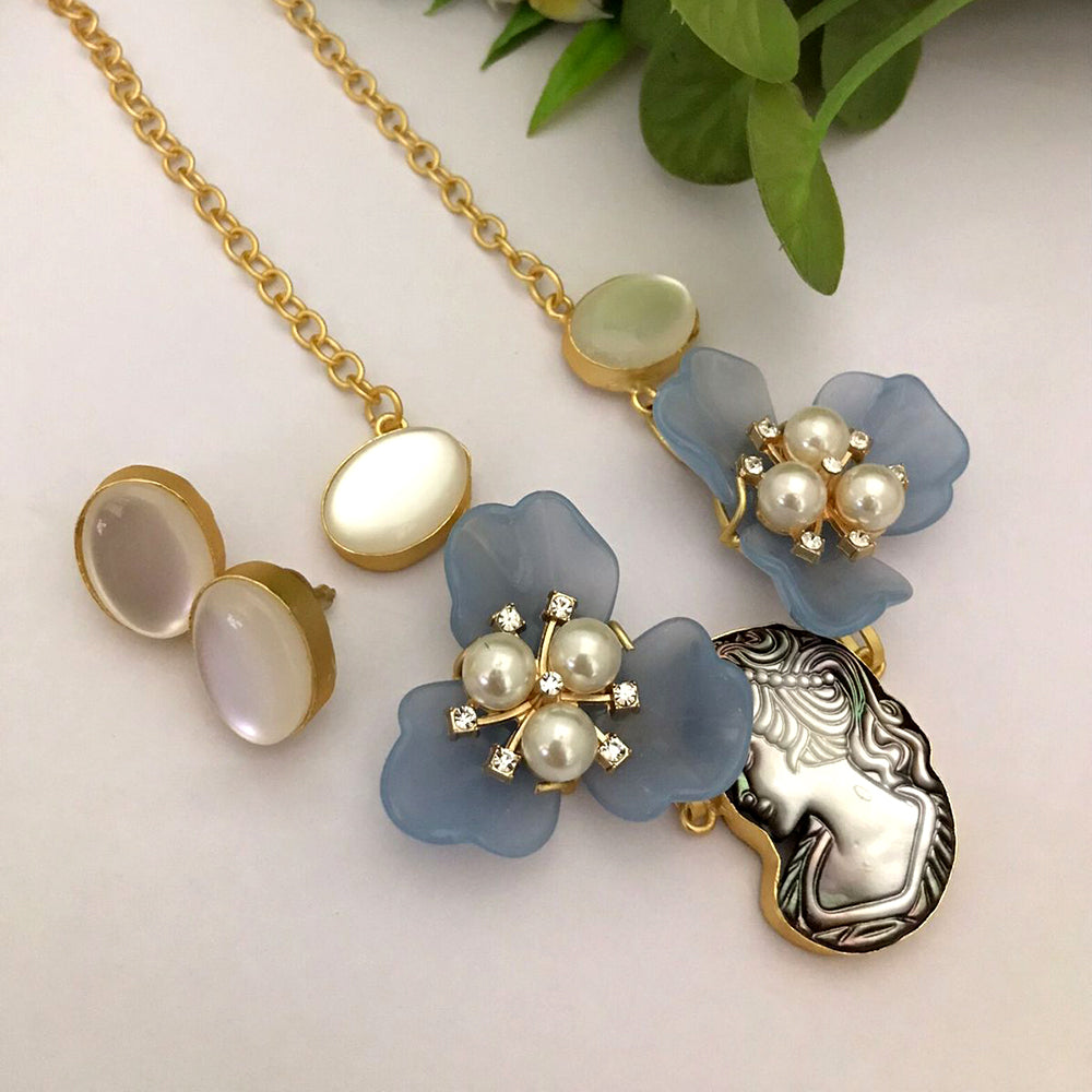 FS Collection Gold Plated Pearl Necklace Set