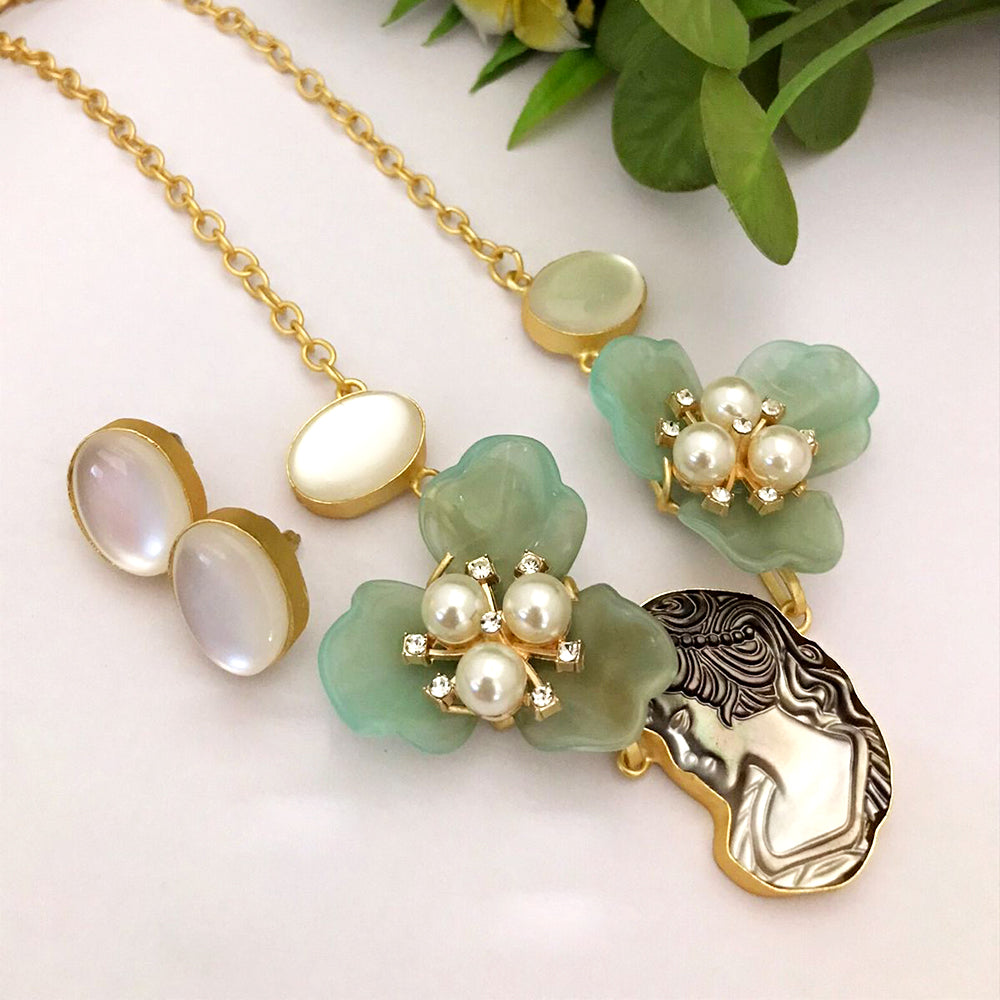 FS Collection Gold Plated Pearl Necklace Set