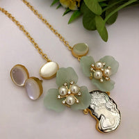 FS Collection Gold Plated Pearl Necklace Set