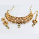 FS Collection Gold Plated Pota Stone Choker Necklace Set