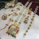 FS Collection Gold Plated Kundan Combo Double Necklace Set