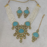 FS Collection Gold Plated Kundan Necklace Set