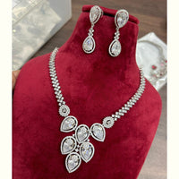 FS Collection Silver Plated AD Necklace Set
