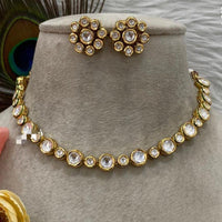 FS Collection Gold Plated Kundan Necklace Set