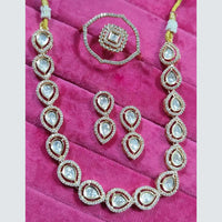 FS Collection Gold Plated Kundan Necklace Set