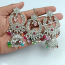 Fs Collection Silver Plated Crystal Stone Jhumki With Maangtikka