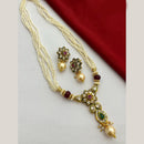 FS Collection Gold Plated Crystal And Pearl Long Necklace Set