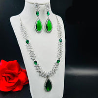 FS Collection Silver Plated AD Necklace Set