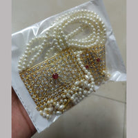 FS Collection Gold Plated Crystal And Pearl Long Necklace Set