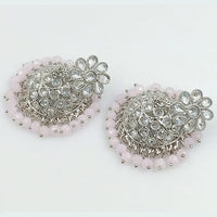 FS Collection Silver Plated Crystal Stone Jhumki Earrings