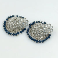 FS Collection Silver Plated Crystal Stone Jhumki Earrings