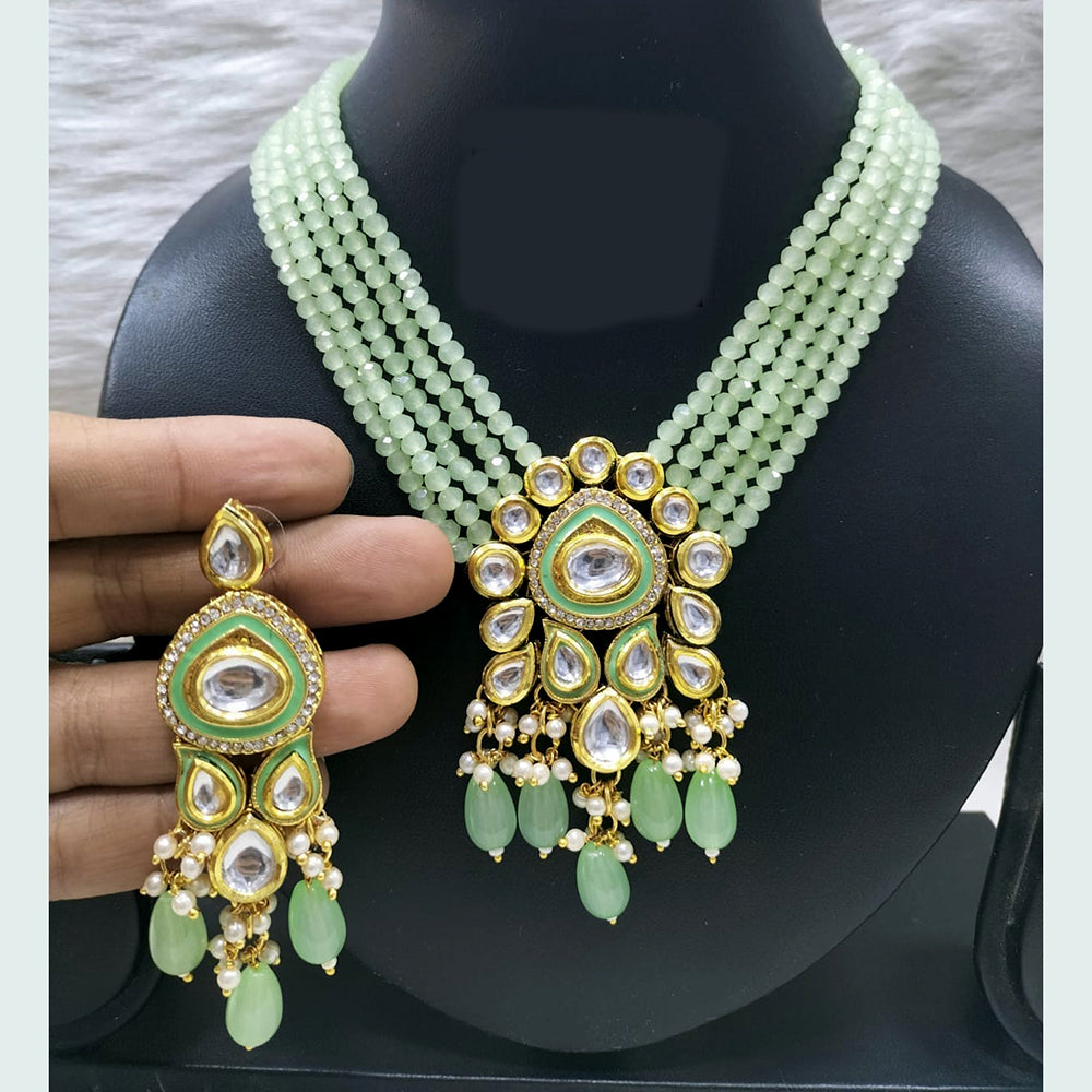 FS Collection Gold Plated Kundan Necklace Set