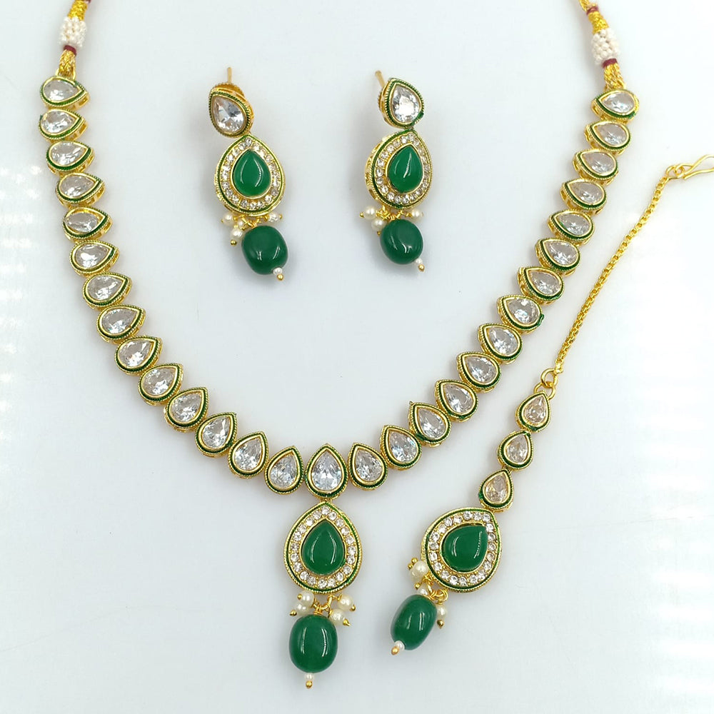 FS Collection Gold Plated Kundan Necklace Set