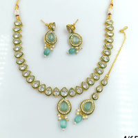 FS Collection Gold Plated Kundan Necklace Set