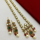 FS Collection Gold Plated Kundan Long Necklace Set