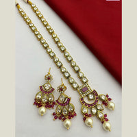 FS Collection Gold Plated Kundan Long Necklace Set