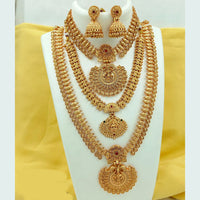 FS Collection Gold Plated Temple Combo Necklace Set