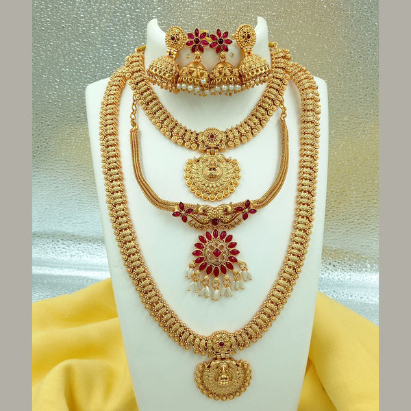 FS Collection Gold Plated Temple Combo Necklace Set
