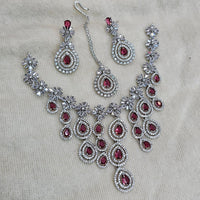FS Collection Silver Plated AD Necklace Set