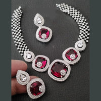 FS Collection Silver Plated AD Necklace Set