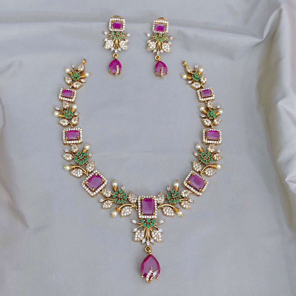 FS Collection Gold Plated Austrian Stone Necklace Set