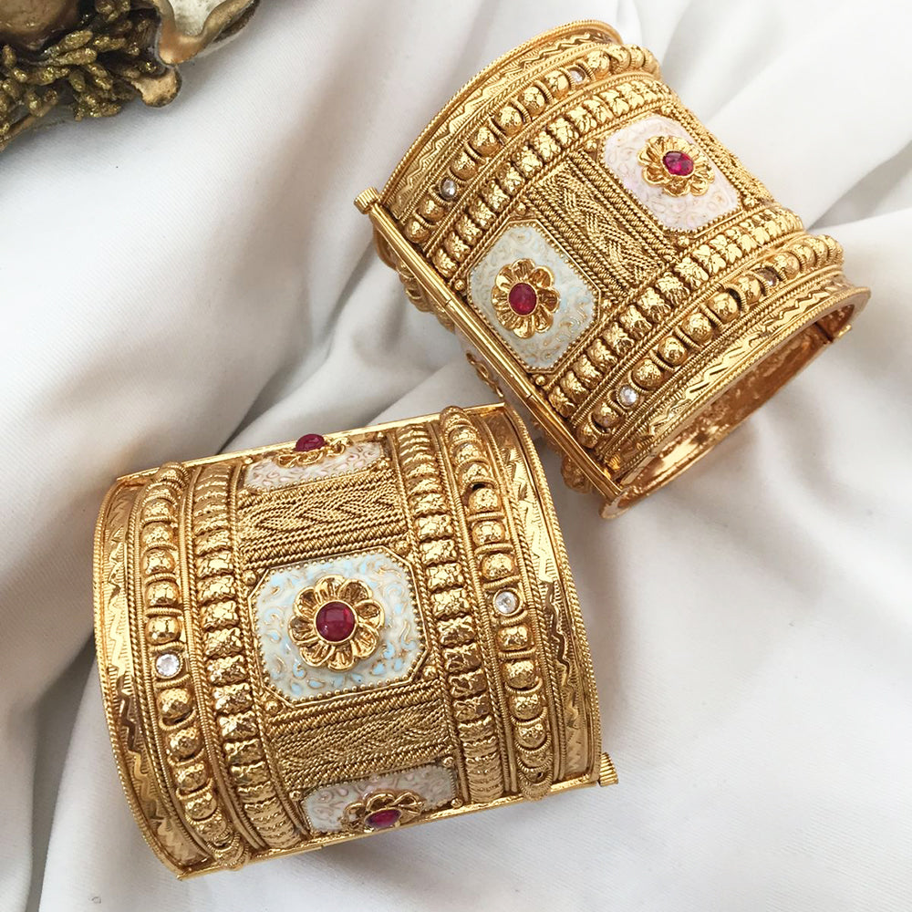 FS Collection Gold Plated Openable Bangles Set