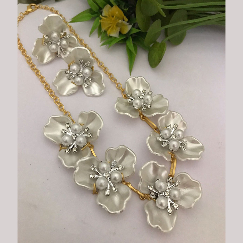 FS Collection Gold Plated Pearl Necklace Set