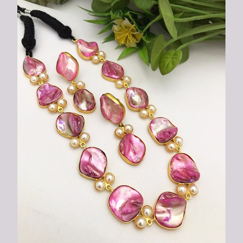 FS Collection Gold Plated Gemstone Necklace Set