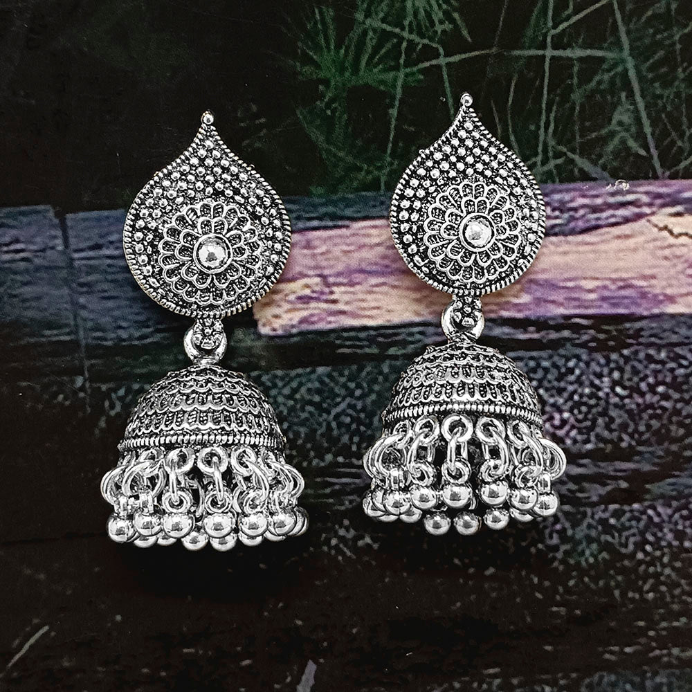 Darshana Jewels Oxidised Plated Jhumki Earrings