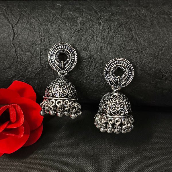 Bhavi Jewels Oxidised Plated Jhumki Earrings