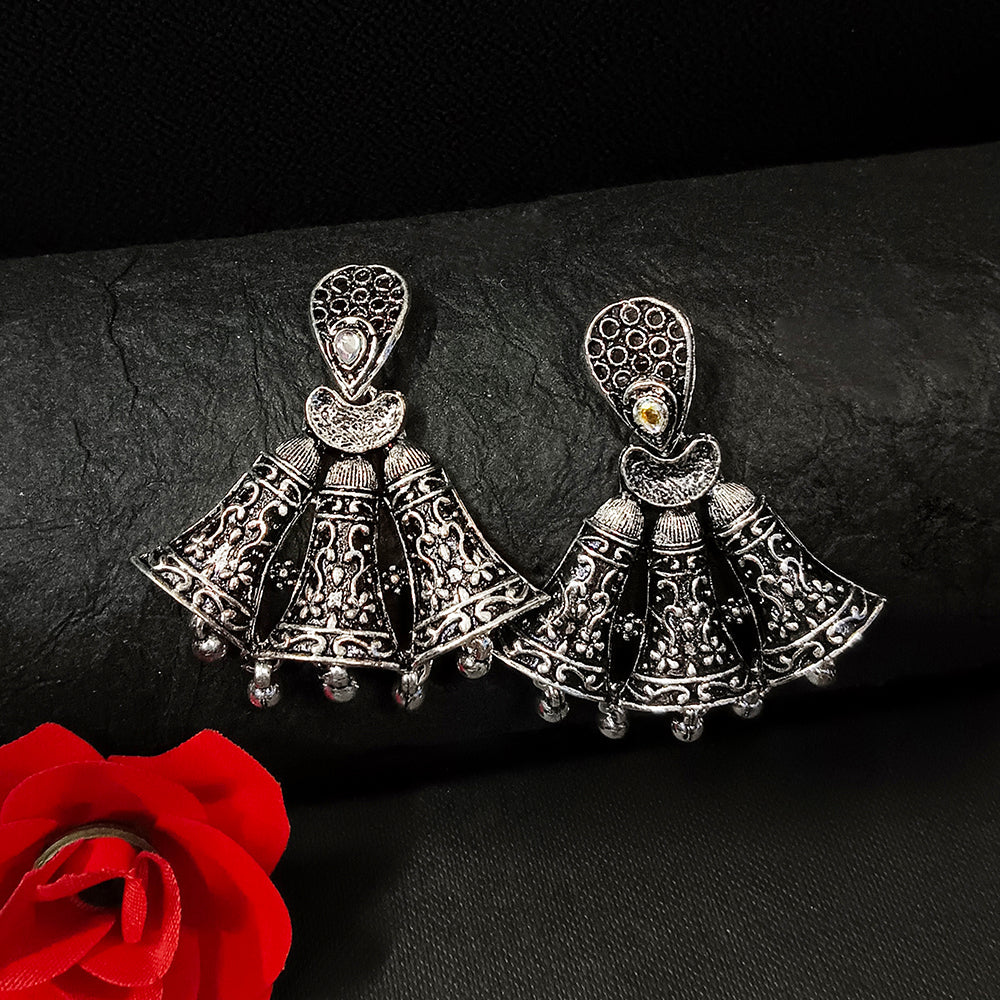 Darshana Jewels Oxidised Plated Jhumki Earrings