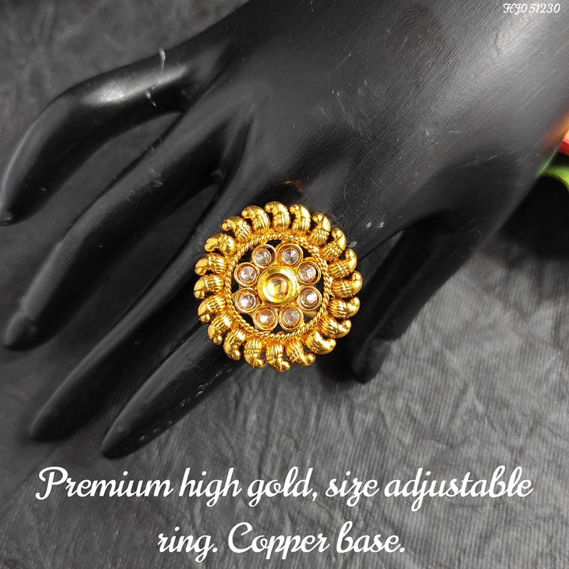 Raj Creations Gold Plated Adjustable Ring