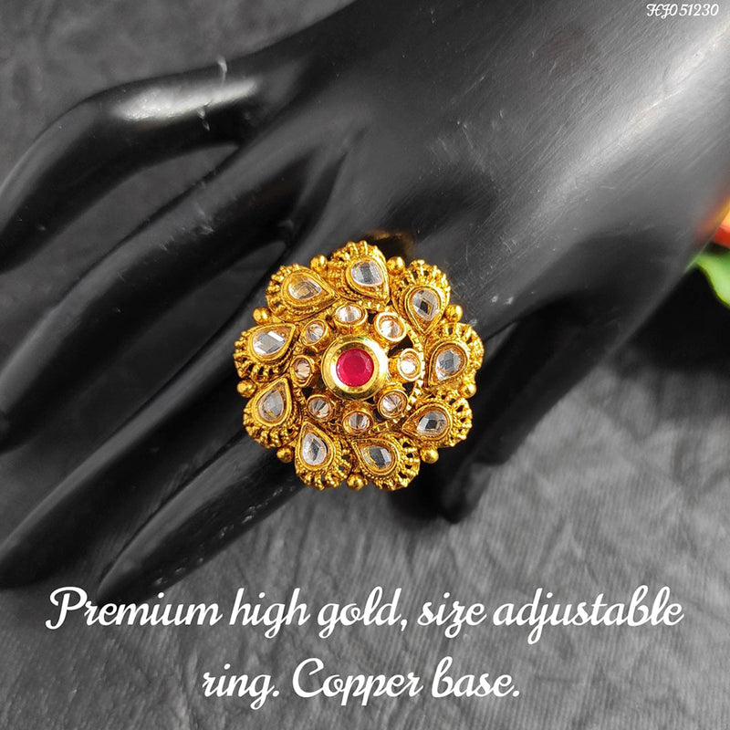 Raj Creations Gold Plated Adjustable Ring