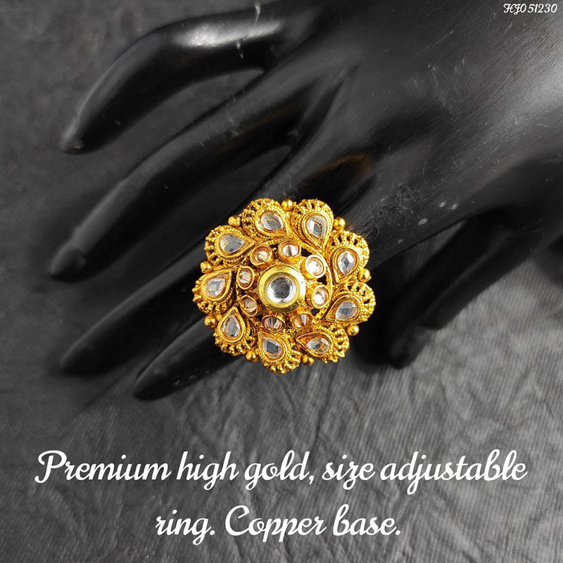 Raj Creations Gold Plated Adjustable Ring