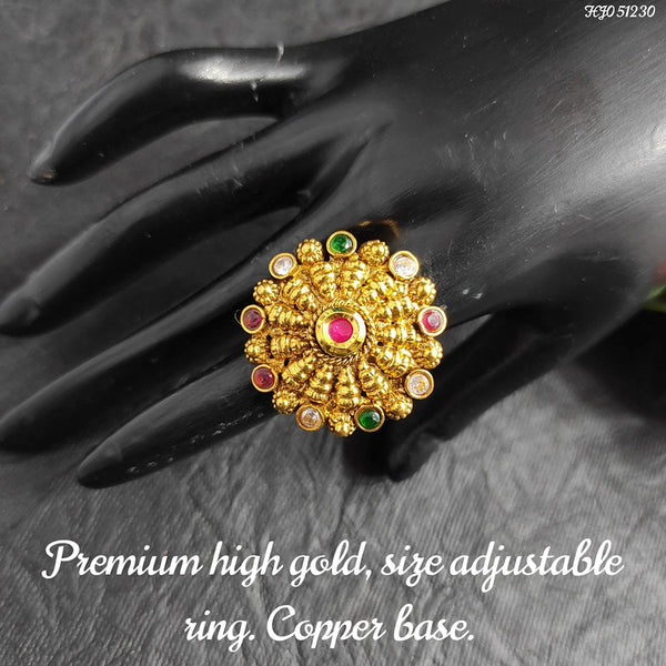 Raj Creations Gold Plated Adjustable Ring