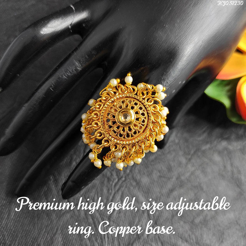 Raj Creations Gold Plated Adjustable Ring