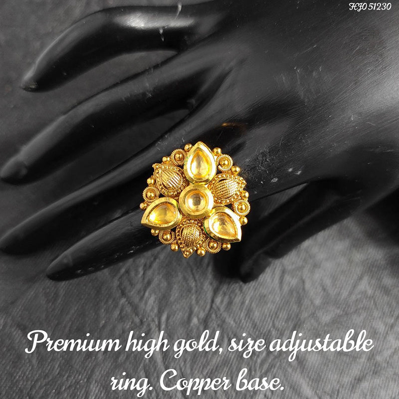 Raj Creations Gold Plated Adjustable Ring