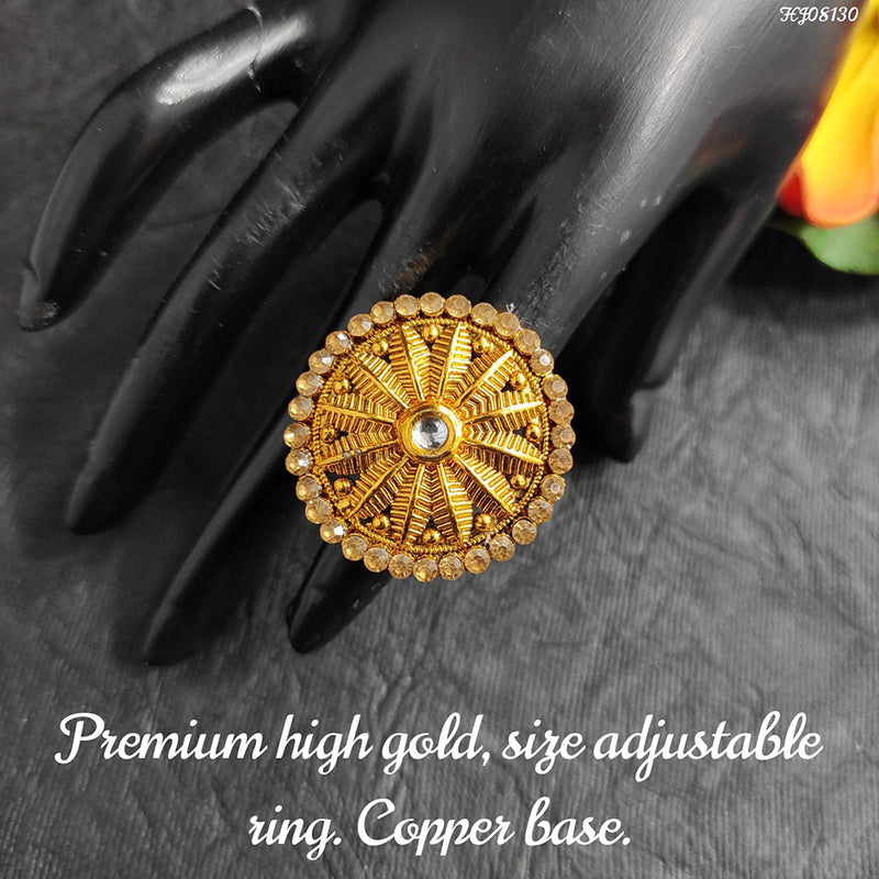 Raj Creations Gold Plated Adjustable Ring